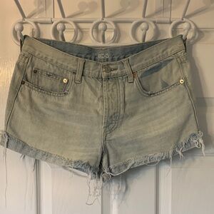 BDG Light Wash Denim Cutoff Shorts - Pale Blue Distressed